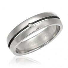 Cz Titanium Band Mens Ring